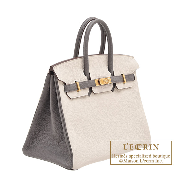 Hermes Personal Birkin bag 25 Craie/ Gris asphalt Togo leather