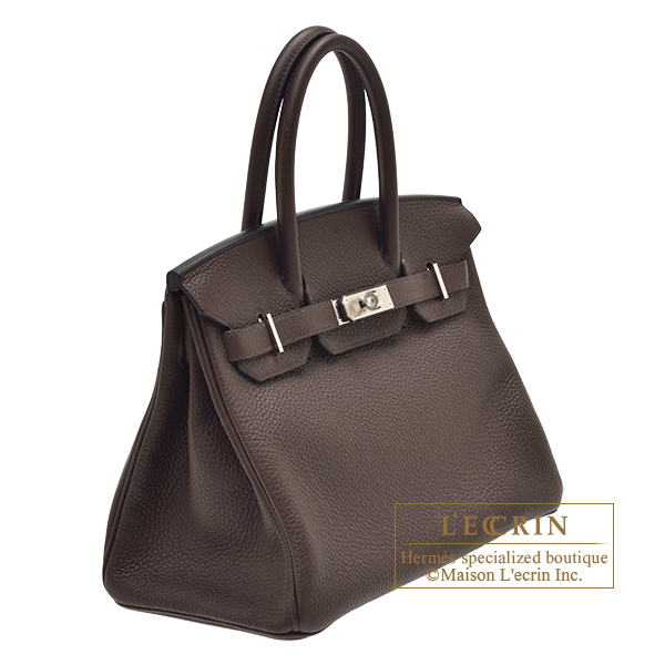 Hermes Lindy 30 Chocolate Clemence Brown Leather