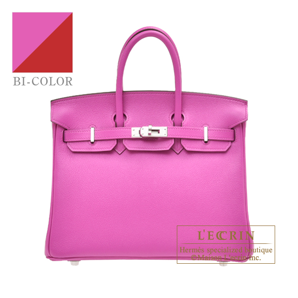 Hermes　Birkin Verso bag 25　Magnolia/　Rouge casaque　Novillo leather　Silver hardware