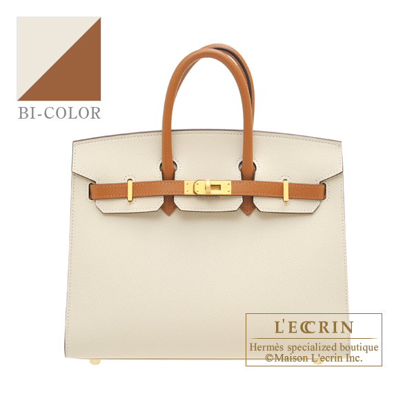 Hermes Personal Birkin Sellier bag 25 Craie/ Gold Epsom leather