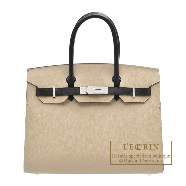 Hermes　Personal Birkin Sellier bag 30　Trench/Black　Epsom leather　Silver hardware
