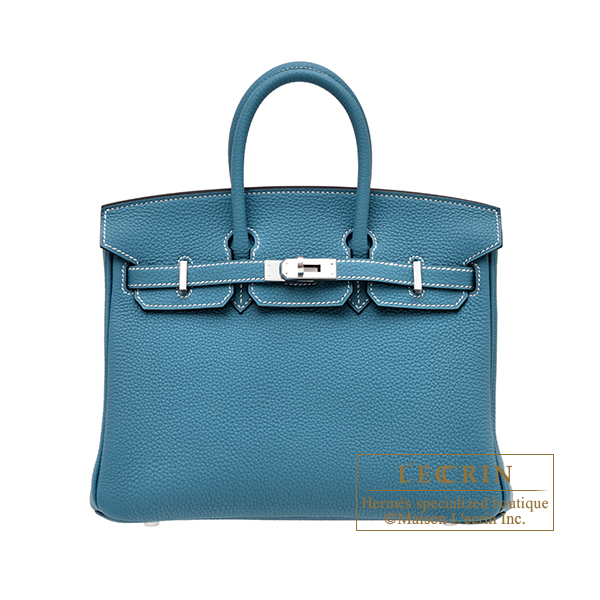 Hermes Birkin bag 25 New blue jean Togo leather Silver hardware