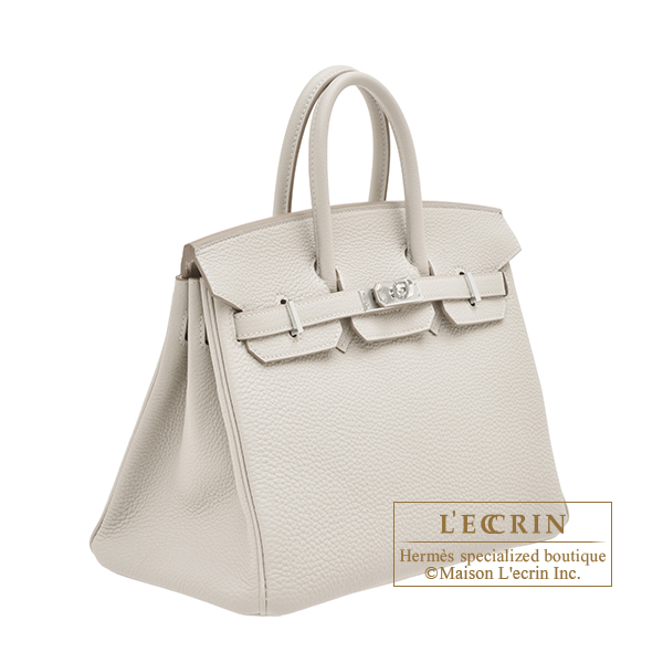 Hermes Birkin Verso bag 25 Pearl grey/ Nata Togo leather Silver