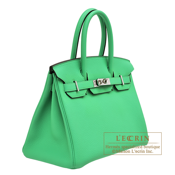 Hermes Birkin bag 30 Menthe Clemence leather Silver hardware