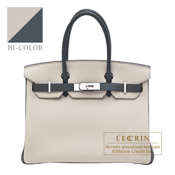 Hermes Personal Birkin bag 30 Beton/ Vert rousseau Togo leather