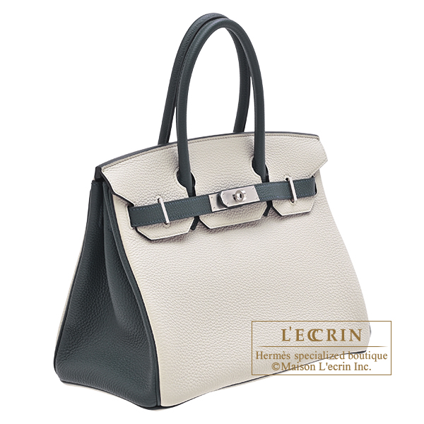 Hermes Birkin bag 25 Vert rousseau Togo leather Silver hardware