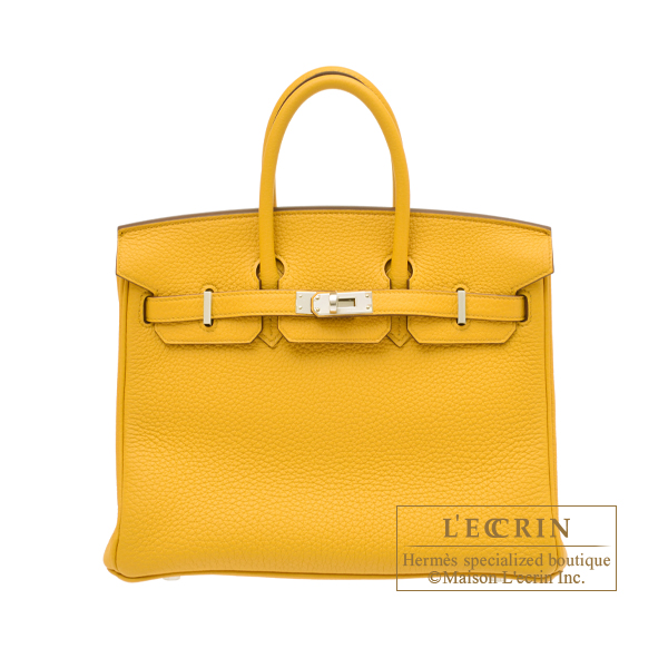 Hermes Personal Birkin bag 25 Jaune d'or/Gris mouette Epsom