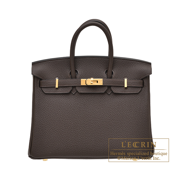 Hermes　Birkin bag 25　Ebene　Togo leather　Gold hardware