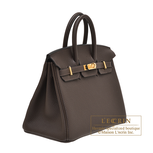 Hermes Birkin bag 25 Ebene Togo leather Gold hardware