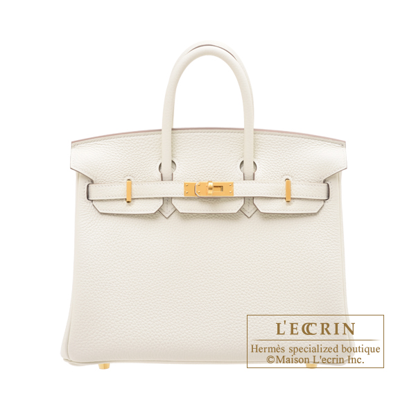 HERMÈS Kelly 25 handbag in Mushroom Togo leather with Gold