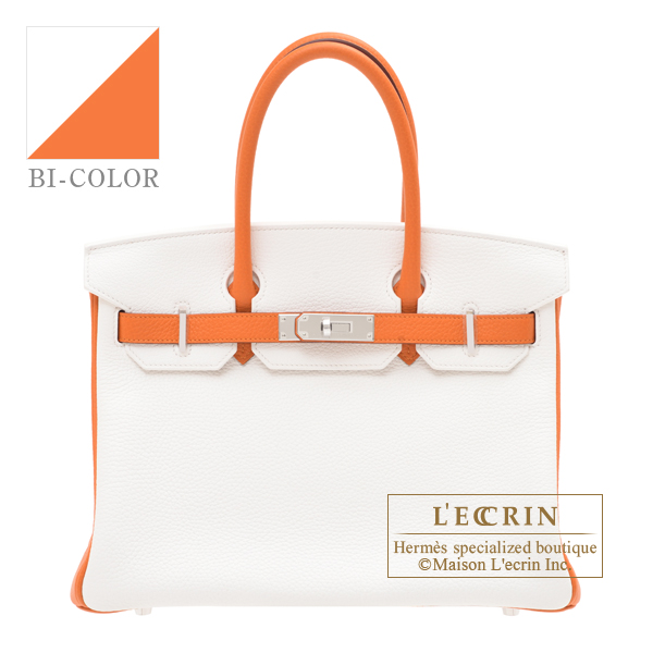 Hermes Birkin 30 Bag White Clemence Leather with Gold Hardware