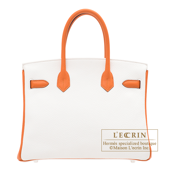 Hermes Birkin Eclat bag 30 Sanguine/White Clemence leather Silver hardware