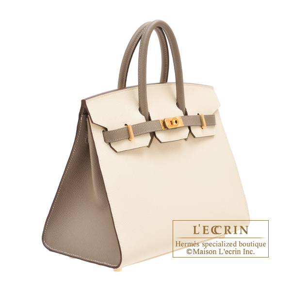 A NATA EPSOM LEATHER SELLIER BIRKIN 25 WITH GOLD HARDWARE