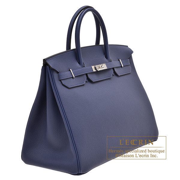 Hermes Birkin bag 40 Blue saphir Togo leather Silver hardware