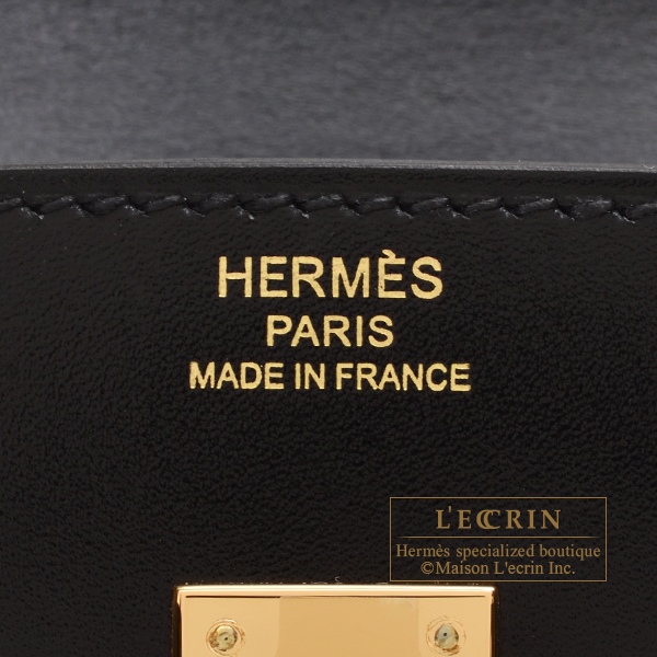 Hermes Birkin Sellier 25 Black Box Leather Gold