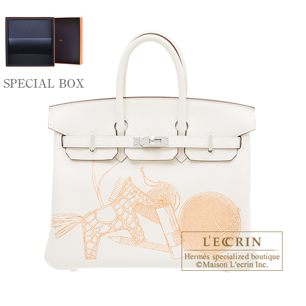 Hermes　Birkin In and Out bag 25　White　Swift leather　Silver hardware