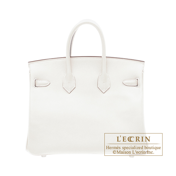 Hermes Birkin In and Out bag 25 White Swift leather Silver hardware