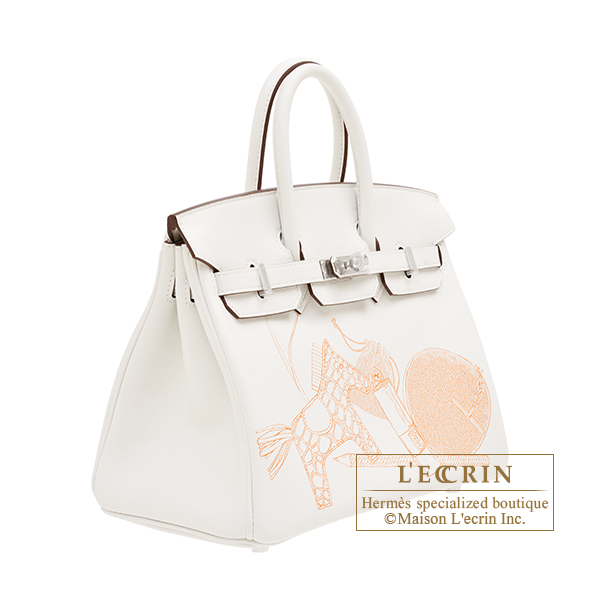 Hermes Birkin In and Out bag 25 White Swift leather Silver
