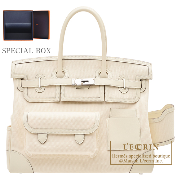 Hermes　Birkin Cargo bag 35　Nata　Canvas/Swift leather　Silver hardware