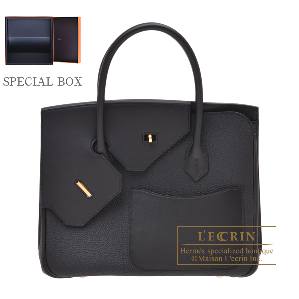 Hermes　Birkin en desordre 30　Black　Togo/Swift/Vache Hunter leather　Gold hardware