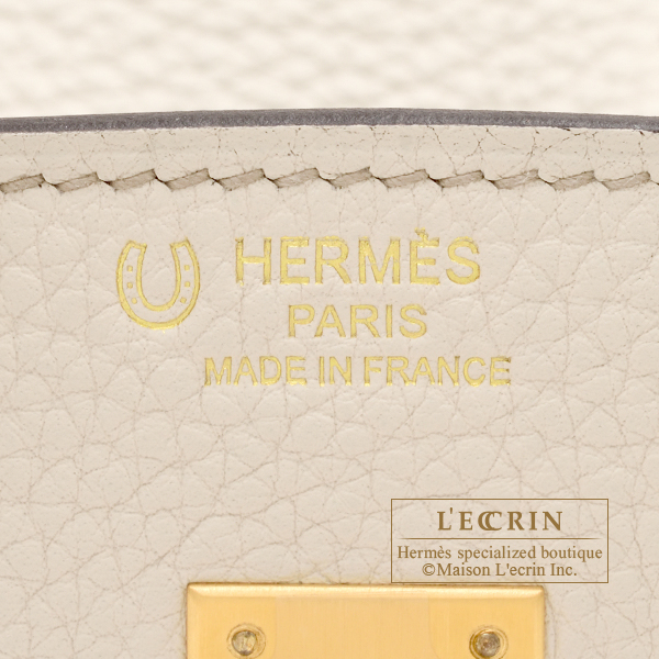 HERMES Togo Horseshoe Birkin 25 Gris Tourterelle Craie 1206871