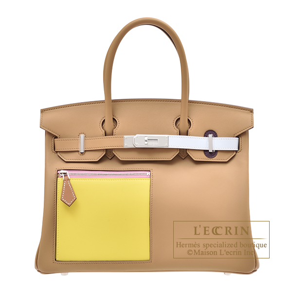 Hermes Birkin Colormatic bag 30 Chai/Lime/Blue brume/Cassis Swift