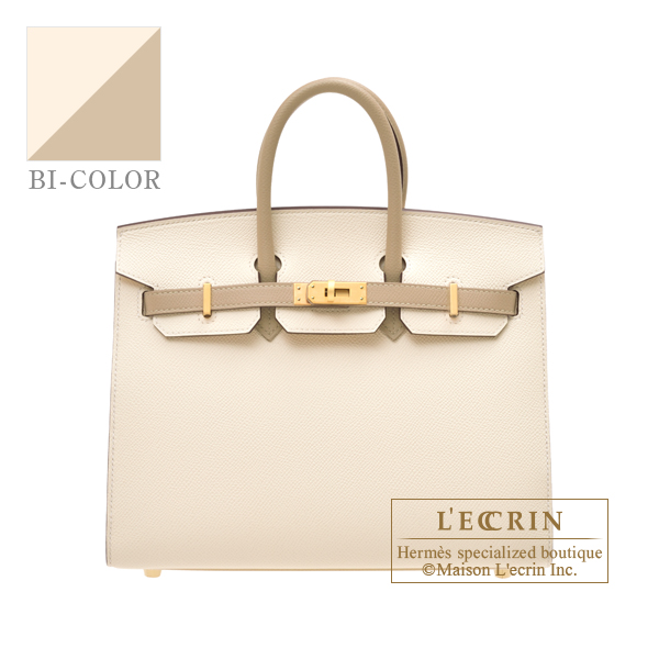 Hermes Personal Birkin Sellier bag 25 Nata/ Trench Epsom leather Matt gold  hardware