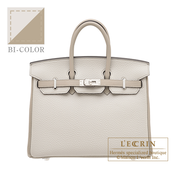 Hermes　Personal Birkin bag 25　Pearl grey/　Gris tourterelle　Togo leather　Matt silver hardware　Grey stitch