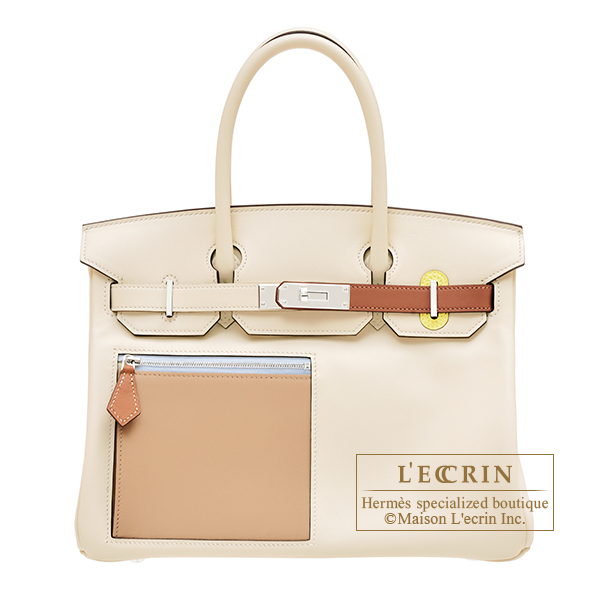 Hermes　Birkin Colormatic bag 30　Nata/Cuivre/Lime/Mauve sylvestre/Blue brume　Swift leather　Silver hardware