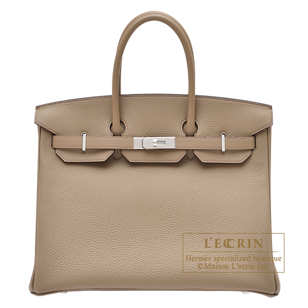 Hermes　Birkin bag 35　Beige marfa　Togo leather　Silver hardware