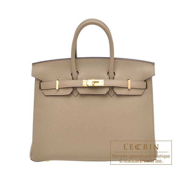 Hermes　Birkin bag 25　Beige marfa　Togo leather　Gold hardware