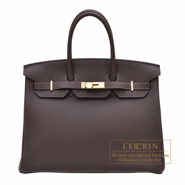 Hermes　Birkin bag 35　Ebene　Togo leather　Gold hardware