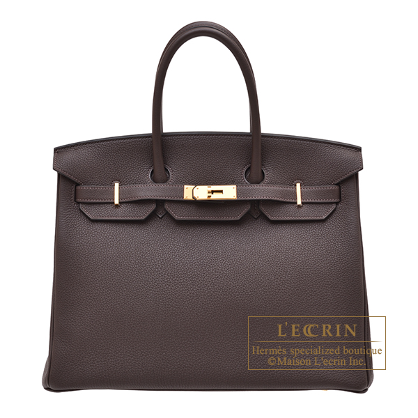 Hermes　Birkin bag 35　Ebene　Togo leather　Gold hardware