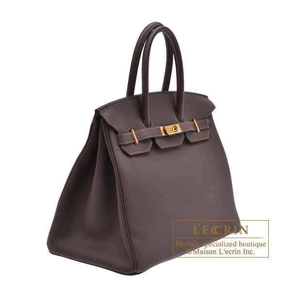 Hermes Birkin bag 35 Ebene Togo leather Gold hardware