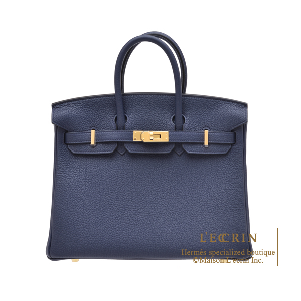 Hermes Birkin bag 25 Blue navy Togo leather Gold hardware L ecrin Boutique Singapore