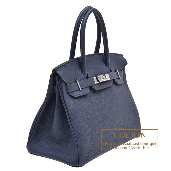 Hermes Birkin bag 30 Blue navy Togo leather Silver hardware L ecrin Boutique Singapore