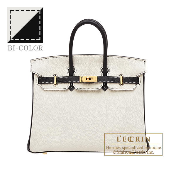 Hermes　Personal Birkin bag 25　Mushroom/　Black　Togo leather　Gold hardware