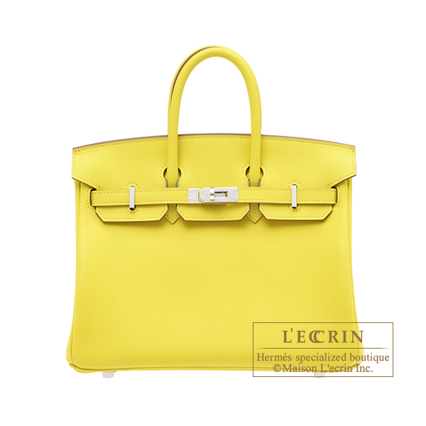 Hermes　Birkin bag 25　Lime　Swift leather　Silver hardware