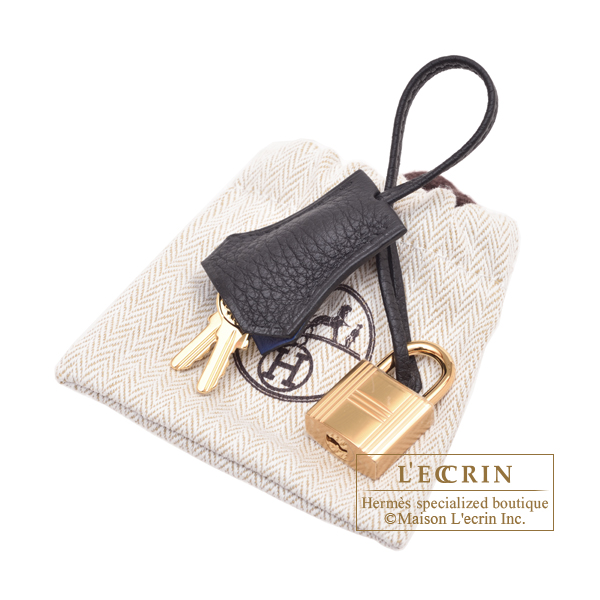 Hermes Birkin Verso bag 25 Black/Blue saphir Togo leather Gold hardware