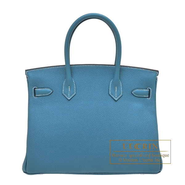 Hermes Birkin bag 30 New blue jean Togo leather Silver hardware