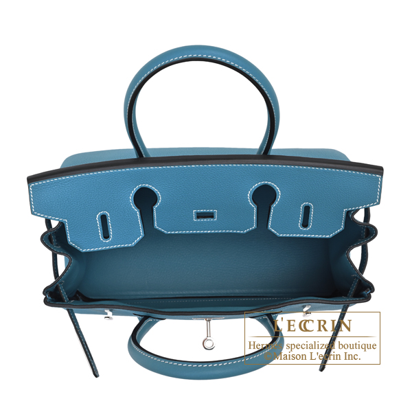 Hermes Birkin bag 30 New blue jean Togo leather Silver hardware