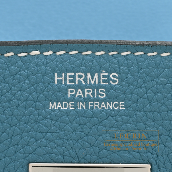 Hermes Birkin bag 30 New blue jean Togo leather Silver hardware