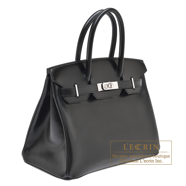 Hermes Birkin bag 30 Black Tadelakt leather Silver hardware