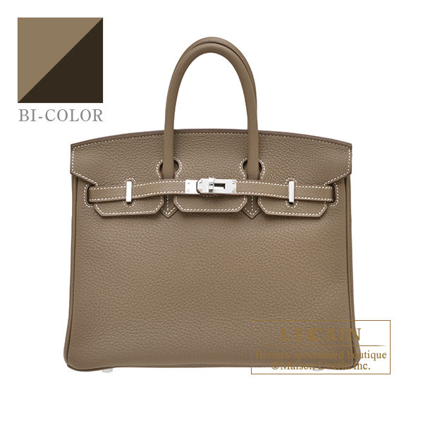 Hermes　Birkin Verso bag 25　Etoupe grey/　Marron fonce　Togo leather　Silver hardware