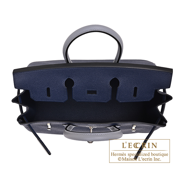 Hermes Birkin Tricolore bag 25 Blue abysse/Blue tie/Gris pantin Epsom leather Silver hardware