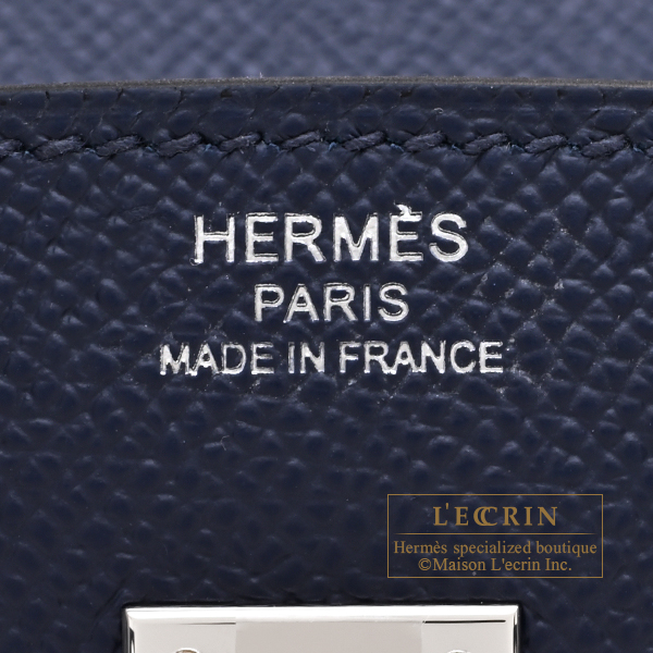 Hermes Birkin Tricolore bag 25 Blue abysse/Blue tie/Gris pantin Epsom leather Silver hardware