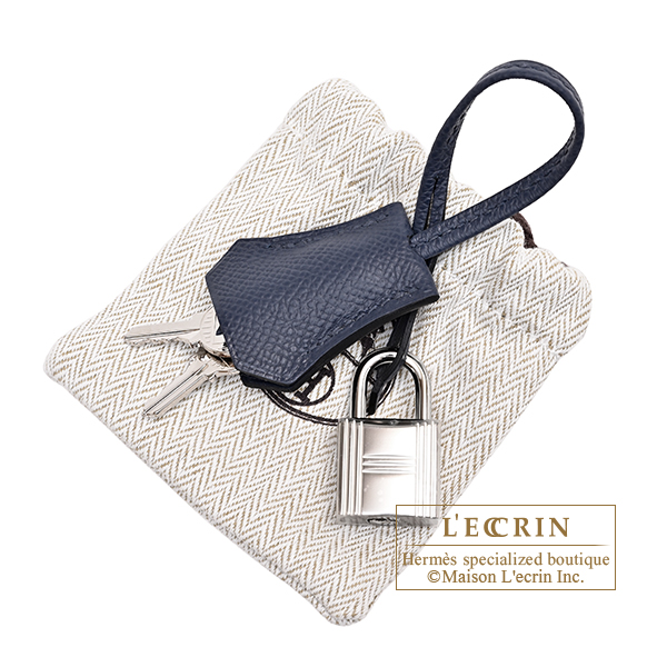 Hermes Birkin Tricolore bag 25 Blue abysse/Blue tie/Gris pantin Epsom leather Silver hardware