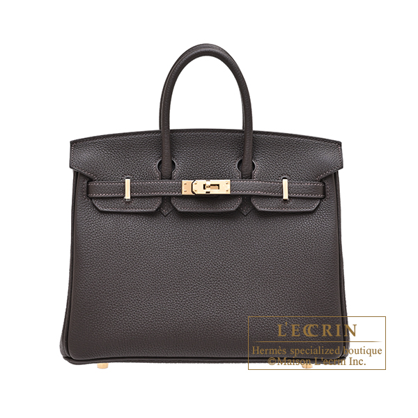 Hermes Birkin bag 25 Bai brun Togo leather Champagne gold hardware