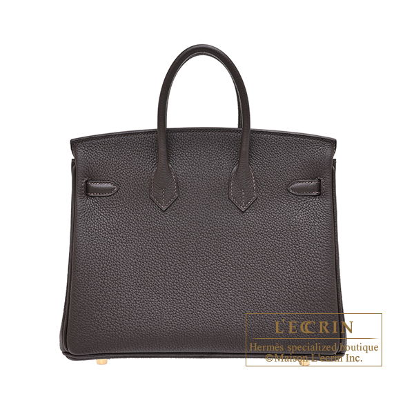 Hermes Birkin bag 25 Bai brun Togo leather Champagne gold hardware