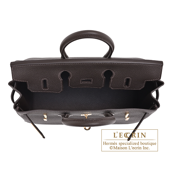 Hermes Birkin bag 25 Bai brun Togo leather Champagne gold hardware